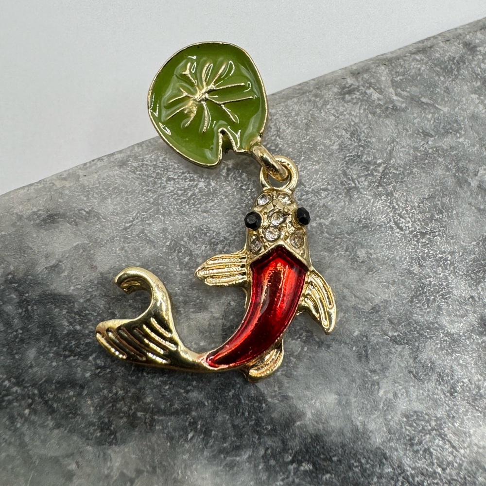 3/$15 Adorable Koi Fish Lilypad Dangle Earrings - Picture 2 of 7